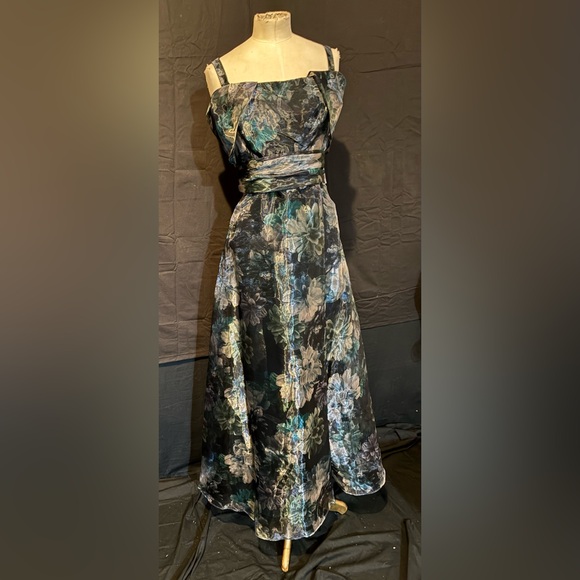 R&M Richards Dresses & Skirts - R&M Richards Black and Blue Floral Maxi Dress NWT 12